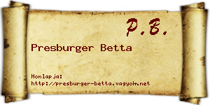 Presburger Betta névjegykártya